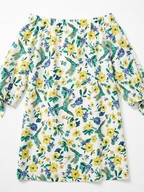 OLD NAVY Off the Shoulder Hummingbird Floral Dress Romantic Boho Fairycore Med